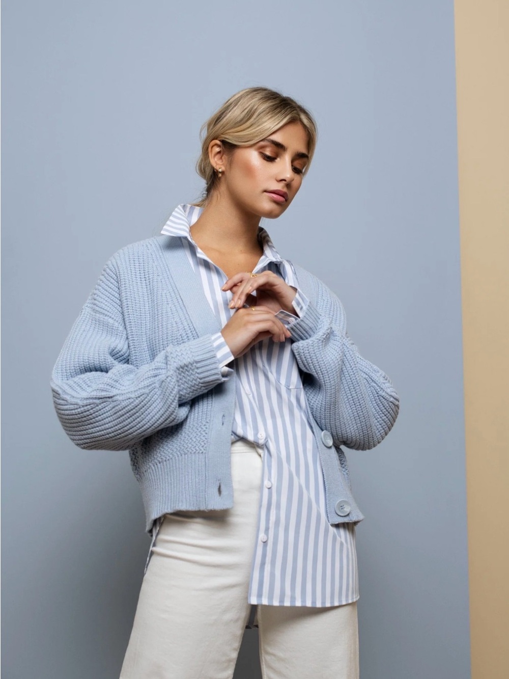 Light Blue Chunky Knit Cardigan